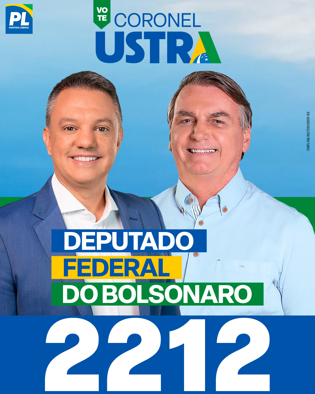 Vote Coronel Ustra, candidato a Deputado Federal do Bolsonaro no Rio Grande do Sul, número 2212